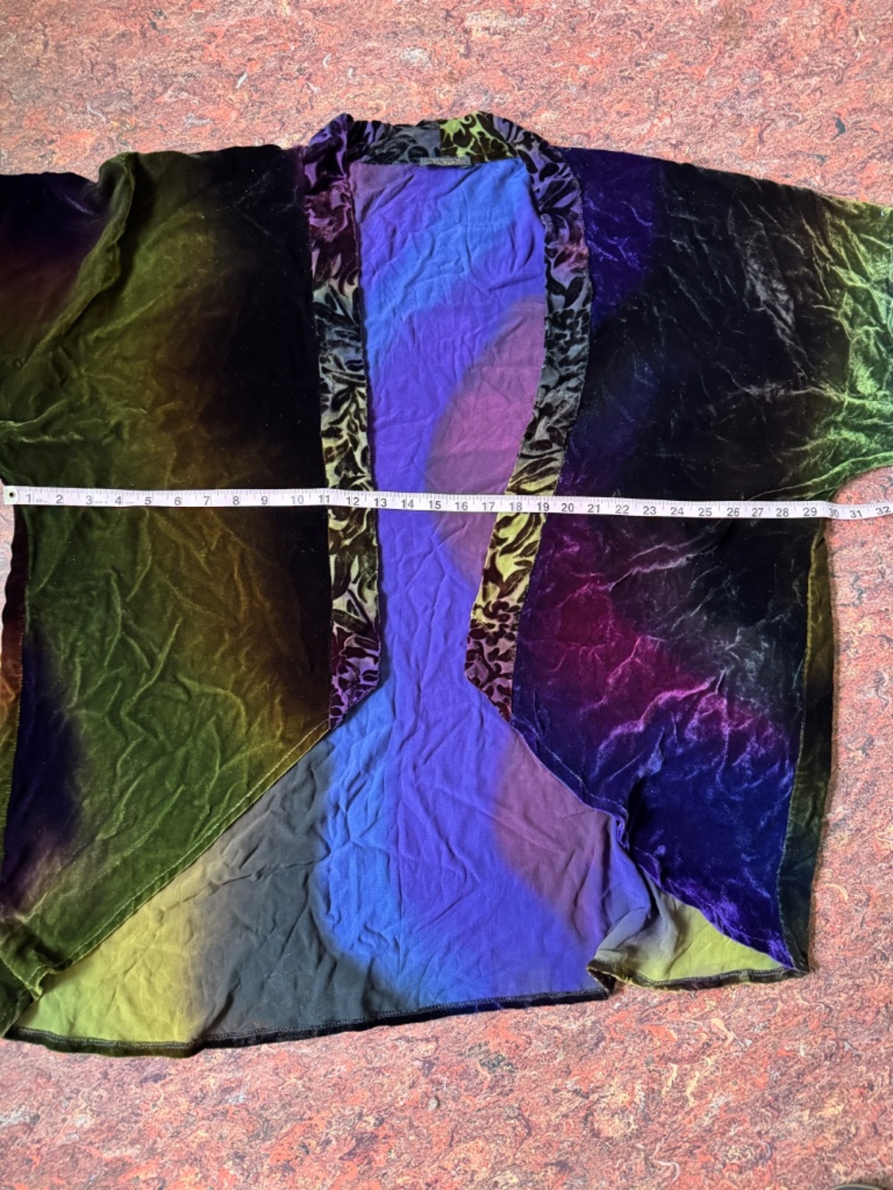 Exquisite Silk Velvet Hand Painted Kimono Style Jacket - Picture 4 of 11